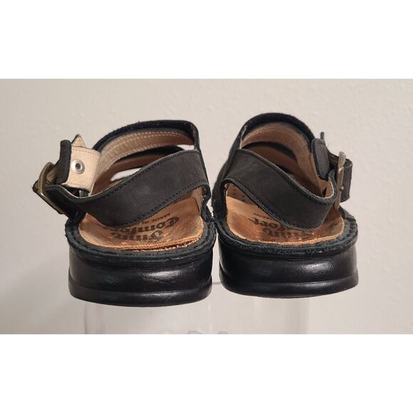 Finn Comfort Black Leather EU 38 US 7.5 Velcro Sandals Slip On Open Toe Shoes - Picture 2 of 8